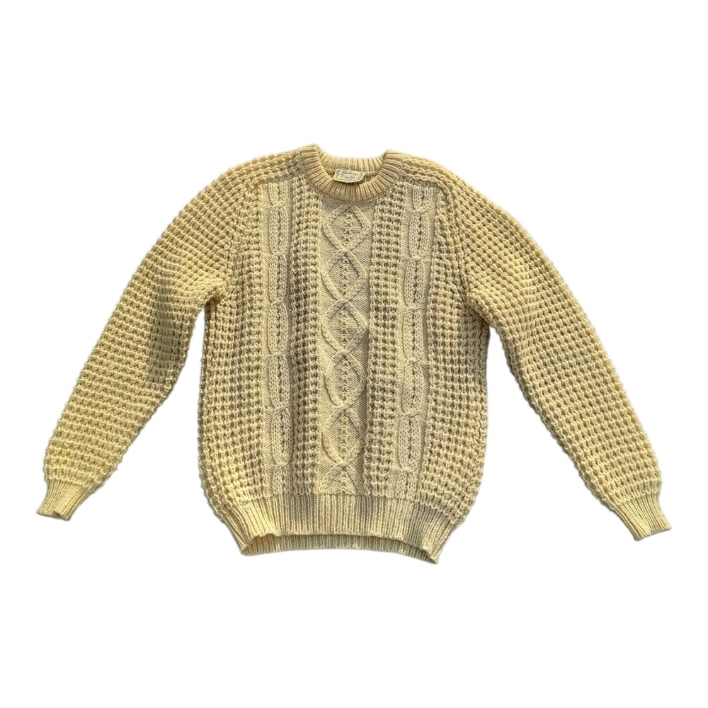 Vintage Gaeltarra Irish Wool Cable-Knit Sweater Cottagecore Grandmacore Sz Large